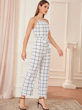 Load image into Gallery viewer, Grid Print Belted Cami Jumpsuit