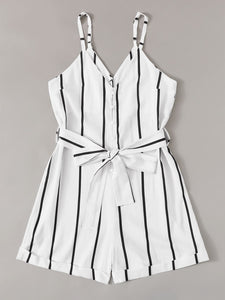 Striped Belted Romper