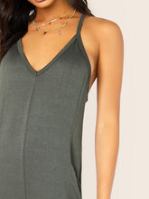 Load image into Gallery viewer, French Terry Racerback Sleeveless V-Neck Jumpsuit