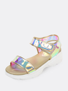 Open Toe Iridescent Chunky Platform Sole Sandals