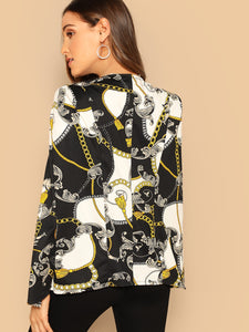 Chain Print Cape Blazer