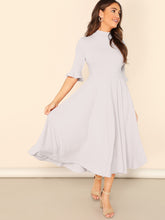 Load image into Gallery viewer, Bell Sleeve Ribbed Knit Midi Dress