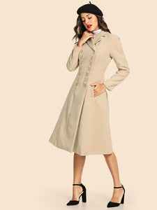 Double Button Notched Longline Coat