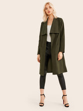 Load image into Gallery viewer, Waterfall Collar Dual Pockets Trench Coat