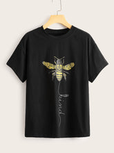 Load image into Gallery viewer, Bee &amp; Letter Print Tee