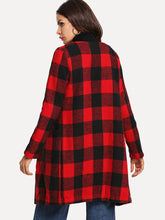 Load image into Gallery viewer, Checkered Open Front Collarless Coat