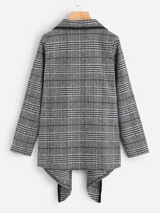 Plaid Waterfall Neck Jacket