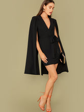 Load image into Gallery viewer, Shawl Collar Self Belted Cape Blazer  Dress