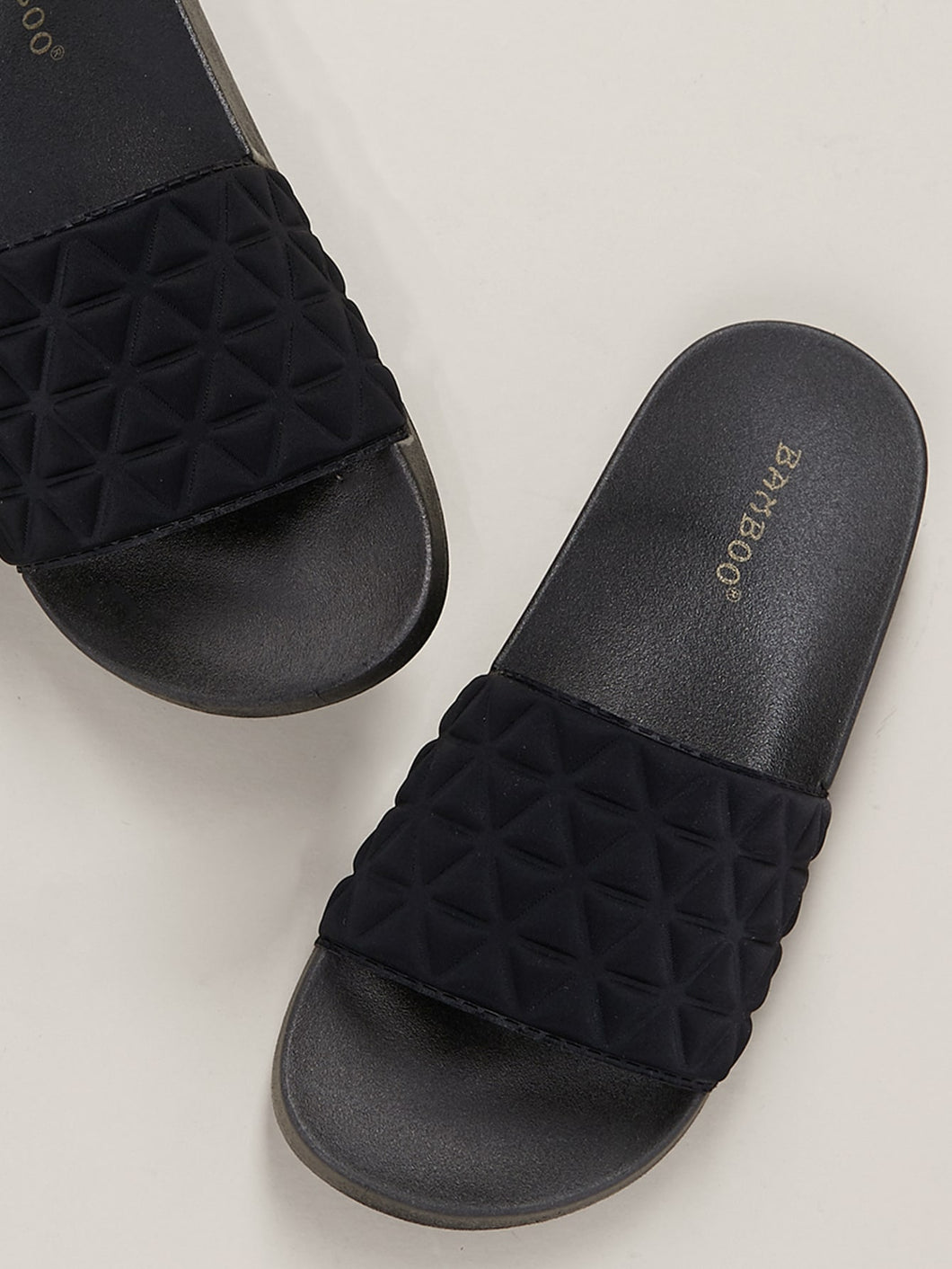 Quilted Fabric Wide Band Slide Sandals