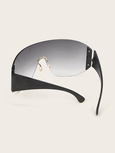 Rimless Flat Top Shield Sunglasses