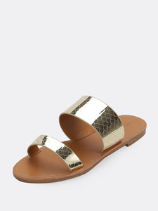 Metallic Mermaid Scale Double Band Slide Sandals