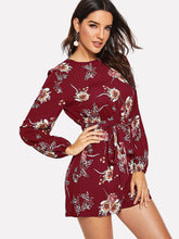 Load image into Gallery viewer, Floral Print Belted Romper