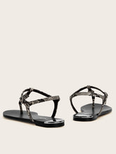 Load image into Gallery viewer, Snakeskin Toe Post Ankle Strap Sandals