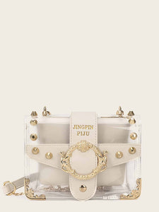 Studded Decor Clear Bag With Inner Pouch