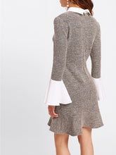 Load image into Gallery viewer, Flounce Sleeve Pephem 2 In 1 Tweed Dress