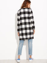 Load image into Gallery viewer, Checkered Open Front Collarless Coat