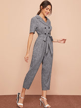 Load image into Gallery viewer, Notched Collar Buttoned Belted Jumpsuit