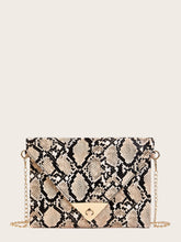 Load image into Gallery viewer, Twist Lock Snakeskin Print Chain Bag