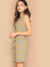 Load image into Gallery viewer, Double Breasted Glen Plaid Tank Dress