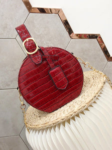 Croc Pattern Round Chain Bag