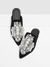 Load image into Gallery viewer, Faux Pearl Decorated Flat Mules