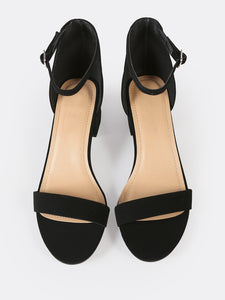 Nubuck Ankle Strap Low Heel Sandals