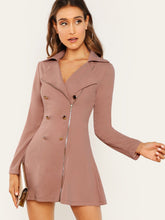 Load image into Gallery viewer, Double Breasted Zip Front Blazer Dress