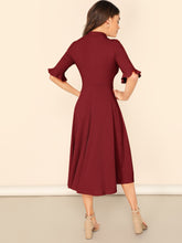 Load image into Gallery viewer, Bell Sleeve Ribbed Knit Midi Dress