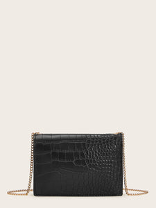 Twist Lock Croc Embossed Crossbody Bag