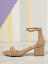 Load image into Gallery viewer, Nubuck Ankle Strap Low Heel Sandals