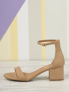 Nubuck Ankle Strap Low Heel Sandals