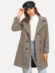 Double Breasted Wales Check Pea Coat