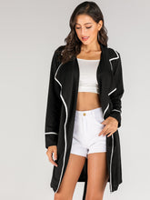 Load image into Gallery viewer, Contrast Trim Waterfall Collar Belted Coat