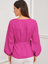 Load image into Gallery viewer, Solid Bishop Sleeve Belted Top