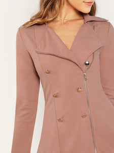 Double Breasted Zip Front Blazer Dress