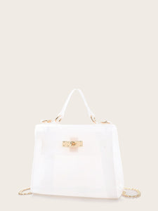 Twist Lock Clear Chain Satchel Bag