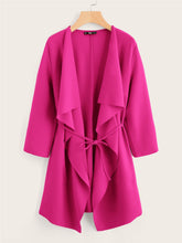 Load image into Gallery viewer, Waterfall Collar Pocket Front Wrap Coat