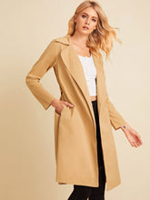 Load image into Gallery viewer, Solid Notched Neck Belted Trench Coat