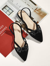 Load image into Gallery viewer, Rhinestone Decor Point Toe Flats