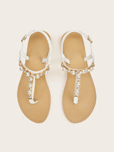 Load image into Gallery viewer, Faux Pearl Decor Toe Post Sandals