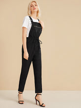 Load image into Gallery viewer, Zipper Front Drawstring Waist Solid Overalls