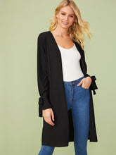 Load image into Gallery viewer, Open Front Knot Sleeve Solid Coat