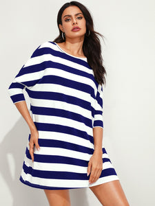 Batwing Sleeve Striped Dress