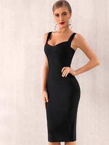 Adyce Solid Zip Back Bandage Slip Dress