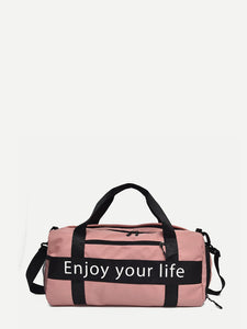 Slogan Print Duffle Bag