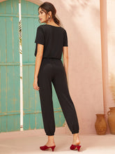 Load image into Gallery viewer, V-neck Pocket Side Drawstring Waist Jumpsuit