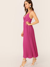 Load image into Gallery viewer, Surplice Neck Pleated Cami Dress