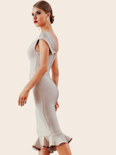 Load image into Gallery viewer, Adyce Zip Back One Shoulder Fishtail Hem Bodycon Dress