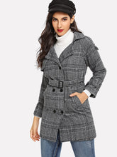 Load image into Gallery viewer, Self Belted Plaid Coat