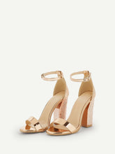 Load image into Gallery viewer, Metallic Design Ankle Strap Heels